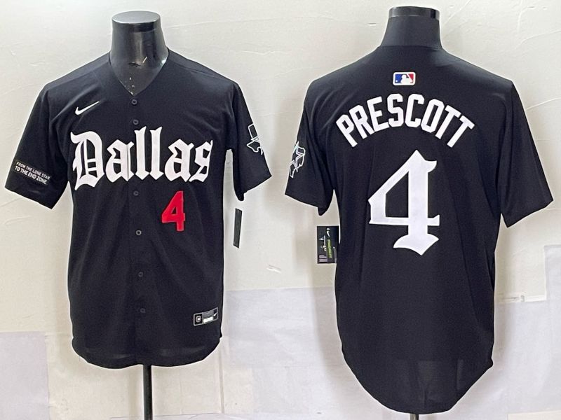 Men 2025 Nike Dallas Cowboys #4 Prescott Black 5th generation Joint Name Limited NFL Jersey 05